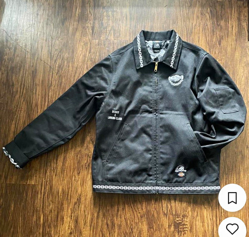 Dickies Men's Black Full Zip Work Jacket M 40" Chest Cotton Logo Short