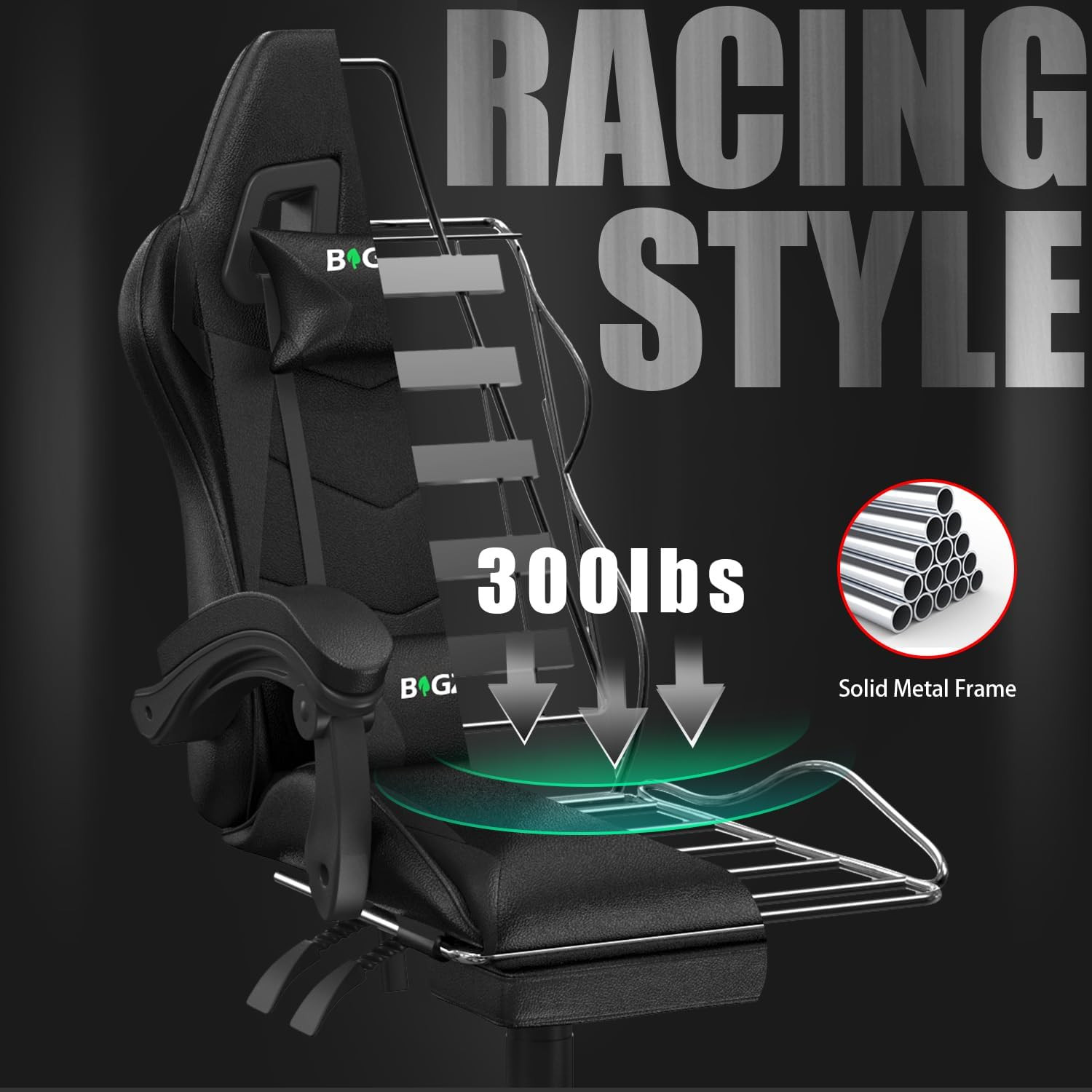 Chaise gaming en cuir PU robuste et structure acier haute qualité - 4