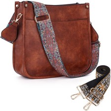 Crossbody Bags for Women Trendy Designer Vegan Leather Hobo Handbags With 2 A...