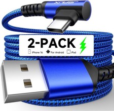 JSAUX USB C Cable 2-Pack 6.6ft , 3.1A Type C Charger Fast 6.6ft 6.6ft, Blue