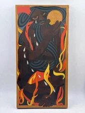 Pauline Yearbury "Rangi" Original Acrylic Incised Rimu Wood Panel Māori Art