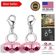 Loud Pink Cat Bells Set with Stainless Steel Clips - Secure  Stylish
