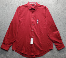 Van Heusen Dress Shirt Men XL Red Wrinkle Free Stretch Slim Fit Collar Button Up