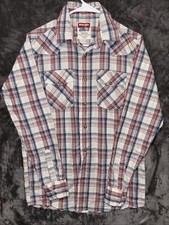 Wrangler Jeans Co Mens Long Sleeve Pearl Snap Western Shirt Small Plaid VTG 2001