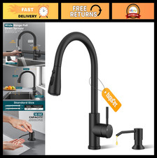 Black Kitchen Faucet with Pull Down Sprayer Soap Dispenser, RV Sink, Farmhouse