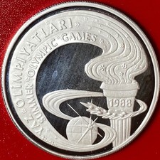 1988 TURKEY 10000 LIRA .70 OZ SILVER PROOF OLYMPIC TORCH KOREA SEOUL OLYMPICS
