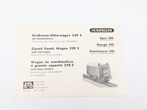 Märklin 320 S ON 1253 i Gußwagen 1953 Anleitung für Güterwagen H0 800 | Condition: Gebraucht