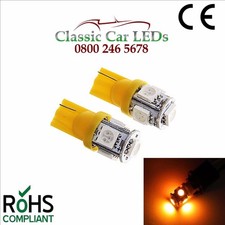 2X 24 VOLT GLB505 507 T10 LED Yellow Wedge Bulbs HGV TRUCK Sidelight Capless