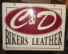 Vintage Motorcycle Sign Banner Advertising Bikers Display C & D Leather 24" x 32 — photo 2