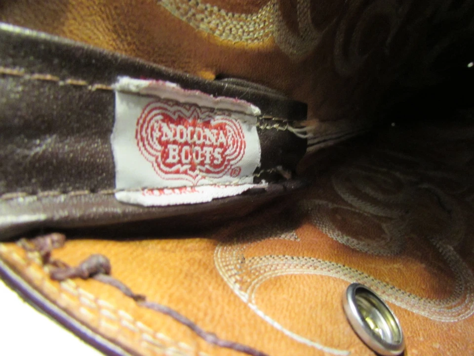 Cartera Bota Vintage Nocona Marrón Perla Cuero Bordado Hecha a Mano 11" Foto 3 de 4