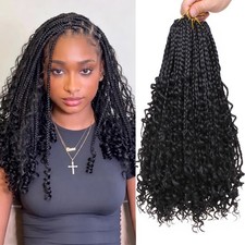 14 Inch Goddess Box Braids Crochet Hair for Black Women 8 Packs Synthetic Boh...