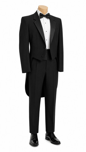 Boys Black Tuxedo Tailcoat 100% Wool 6-Button with Satin Notch Lapels Size 14