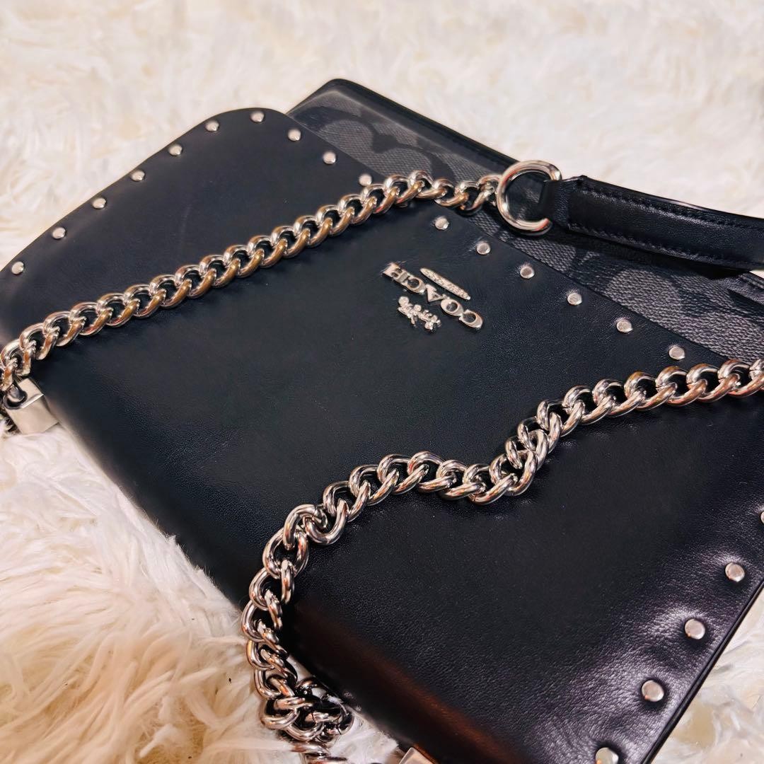 COACH Crossbody Bag Python Signature Leather Blac… - image 15