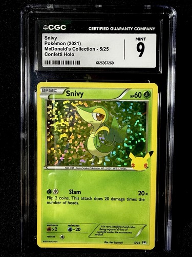 Snivy 5/25 McDonald's Collection Confetti Holo Promo EN 2021 CGC 9 Mint