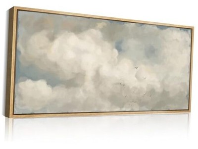 Neutral Framed Cloud Wall Art Abstract Painting Wall 40L'' x 20W'' Cloudy Sky