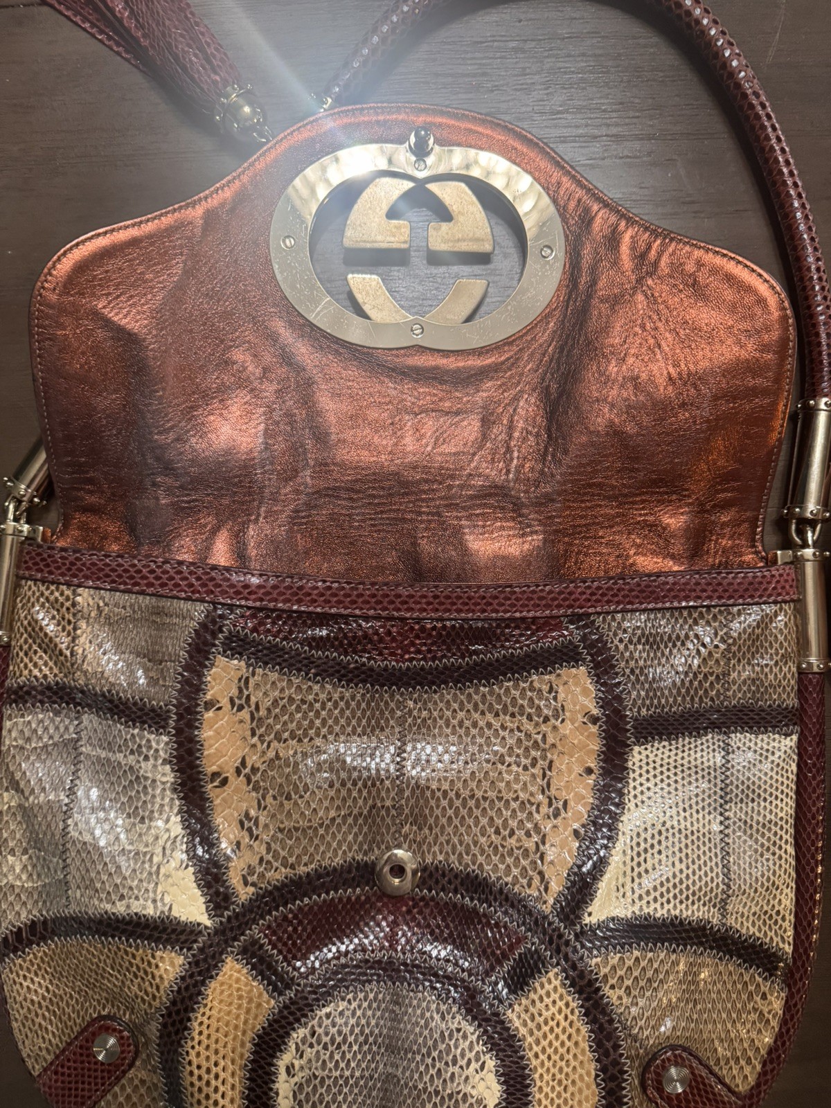 Gucci Britt GG Patchwork Croco/Python/Authentic R… - image 4