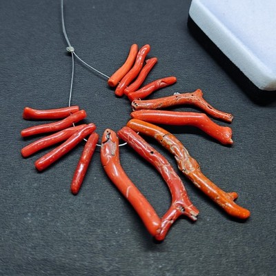 CORAL STICKS STRAND ! Italian Red Coral Branch Polished Sea Rough Beads Gemstone