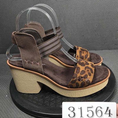 Pierre Dumas Shoes Womens Size 8 Brown Leopard CLUB-3 Platform Heel Sandals