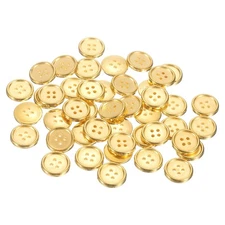 50pcs Plastic Sewing Buttons 21mm 4-Hole Round Craft Button, Gold
