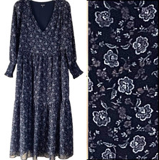 Madewell Tiered Midi Dress S Enchanted Floral Georgette Cottagecore V-Neck NI655