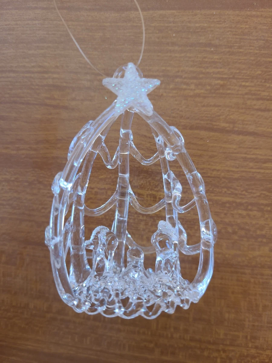 Pallina Di Natale Con Presepe Da Appendere | Albero Di Natale In Vetro Soffiato Con Presepe All Interno 13 Cm