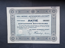 NSU Werke AG 1000 RM Oktober 1941 Neckarsulm kein BaRoV
