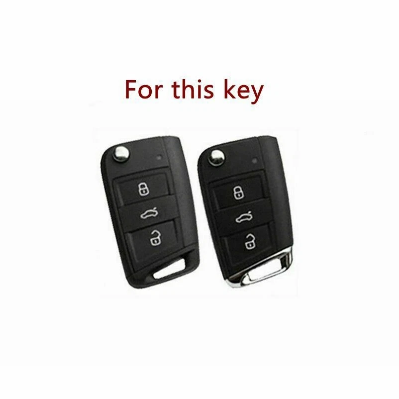 Genuine Leather Car Key Case Cover For VW Volkswagen Polo Skoda Golf Tiguan - Image 2 of 4