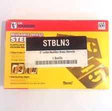 CH Hanson 10073 Interlocking Stencil Set - 3" Numbers and Letters Brass 45 pcs