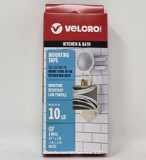 VELCRO Brand Kitchen and Bath Mounting Tape Moisture Resistant Holds 10LBS 3FT