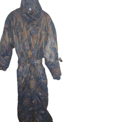Vintage Luhta Ski Suit One Piece Snowsuit Snow Bunny Bib Retro 80s Womens 8