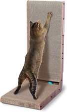 Durable L-Shaped Cat Scratcher with Toy Ball Track  Built-In Toys