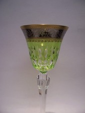 SAINT LOUIS CRYSTAL STELLA CUT, ETCHED GOLD PLATINUM HOCK GOBLET LABEL-NEW 8.5