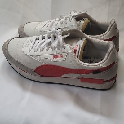 PUMA Future Rider Play On White/High Risk Red Low Top Lace Up 371149-90