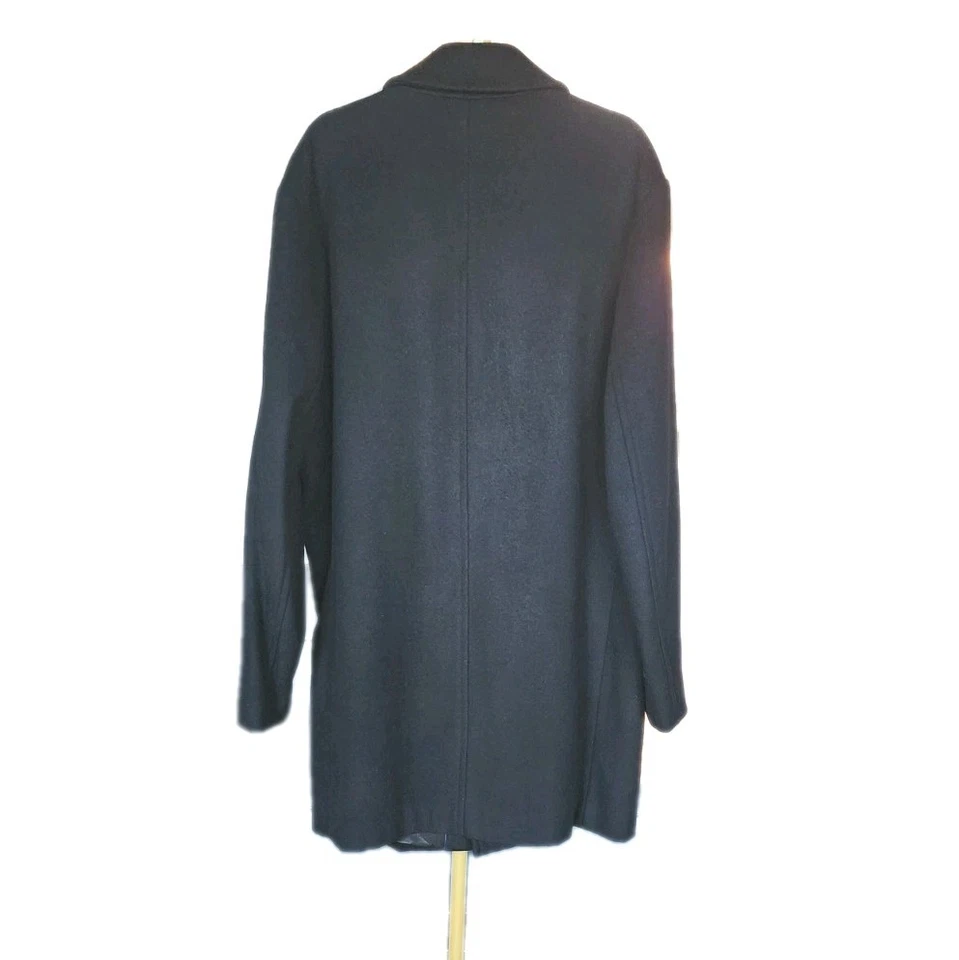 Stafford Overcoat Mens 46L Black 80% Wool Top Coat Casual Career Fall Winter - Image 2 of 4