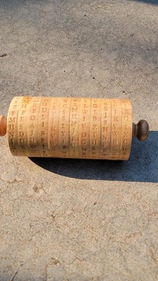 Vintage Wooden Caesar Cipher Decoder ROT Cipher Wheel Puzzle Secret Code Toy