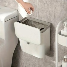 Wall Mounted Waste Bin Kitchen Cabinet Door Cupboard Hanging Trash Can w/ Lid 9L