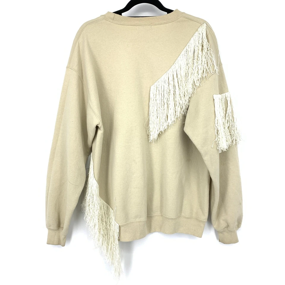 Sudadera Collina Strada Flecos Mujer Talla Pequeña Cuello Redondo Beige Arena Foto 2 de 4