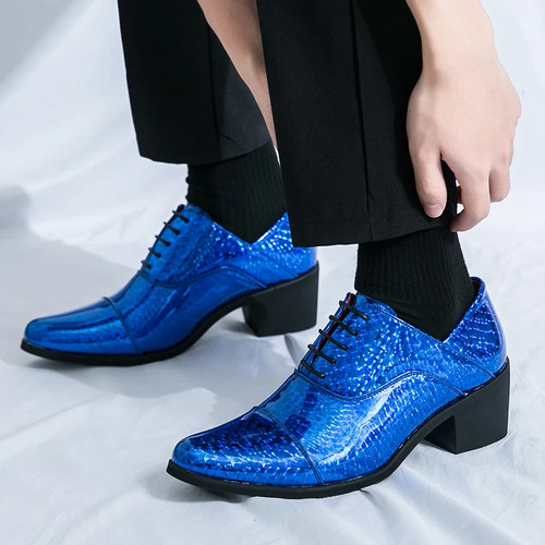 Thick Soled High-heeled Men's Leather Shoes Fashion Casual Height Increase Shoes - Picture 18 of 25