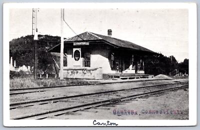K18/ Canton Connecticut Postcard c1940s Railroad Depot Station 334