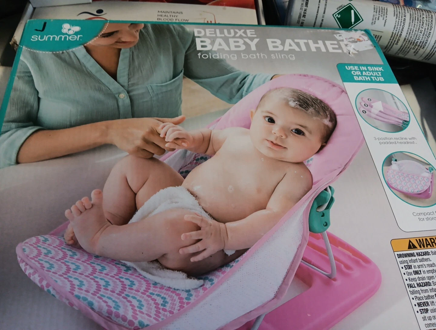 Summer Deluxe Baby Bather Folding Bath Sling Pink Free Shipping S1