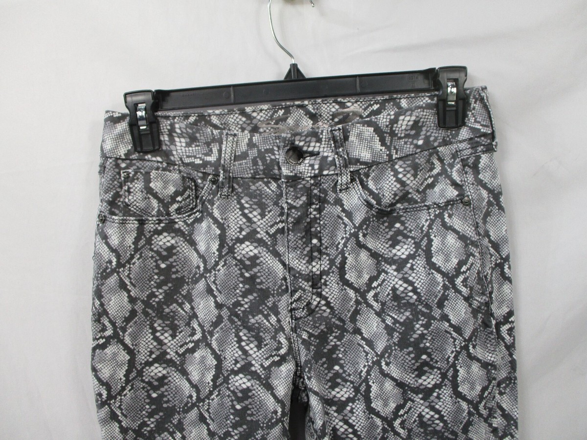 Seven7 Jegging Pants Womens 10 Gray Snake Print Flat Front