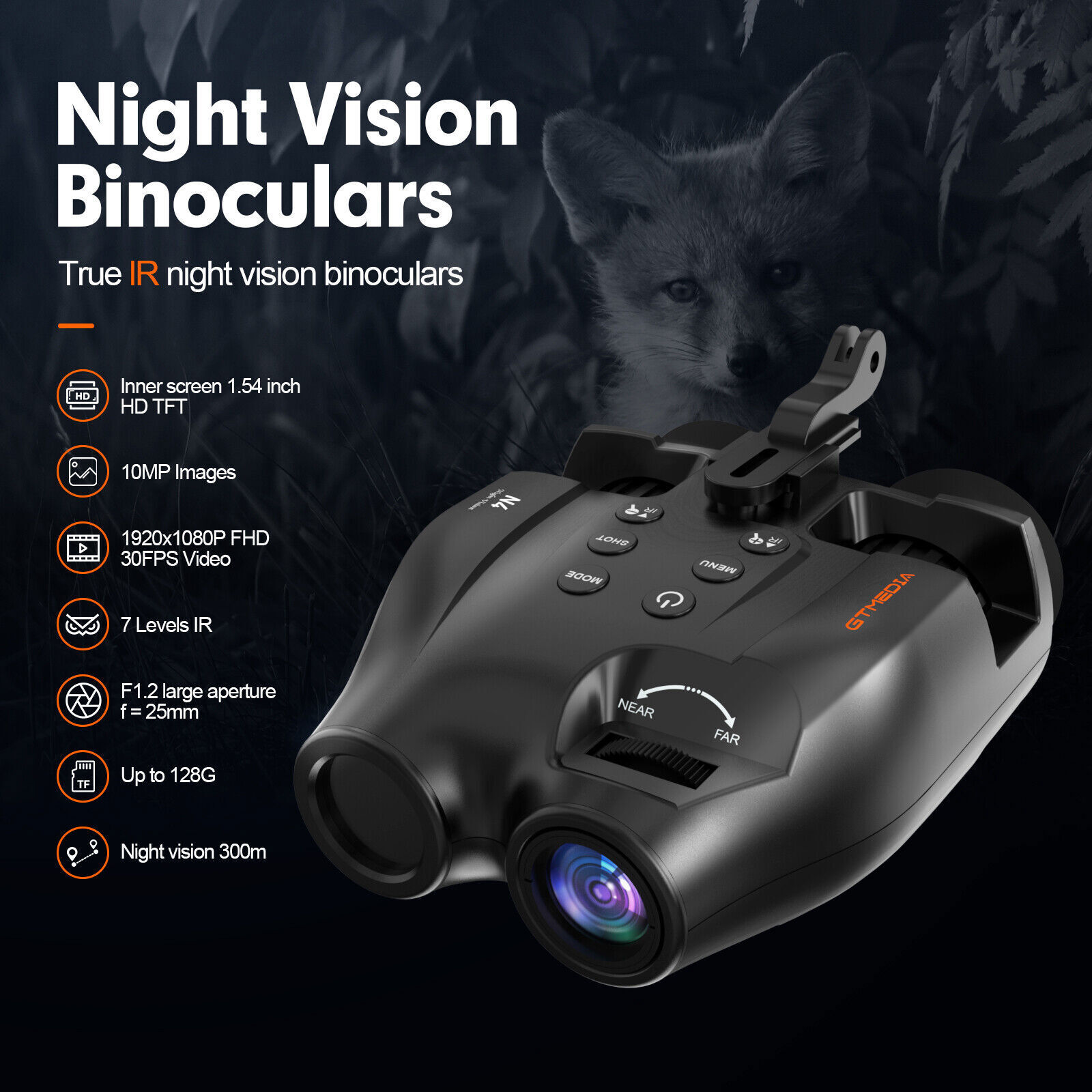 Head Mounted Night Vision Goggles Rechargeable Hand Free Night Vision Binoculars