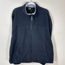 Cabelas Mens Polartec Full Zip Fleece Jacket Black XL Outdoor Hiking Layer Warm
