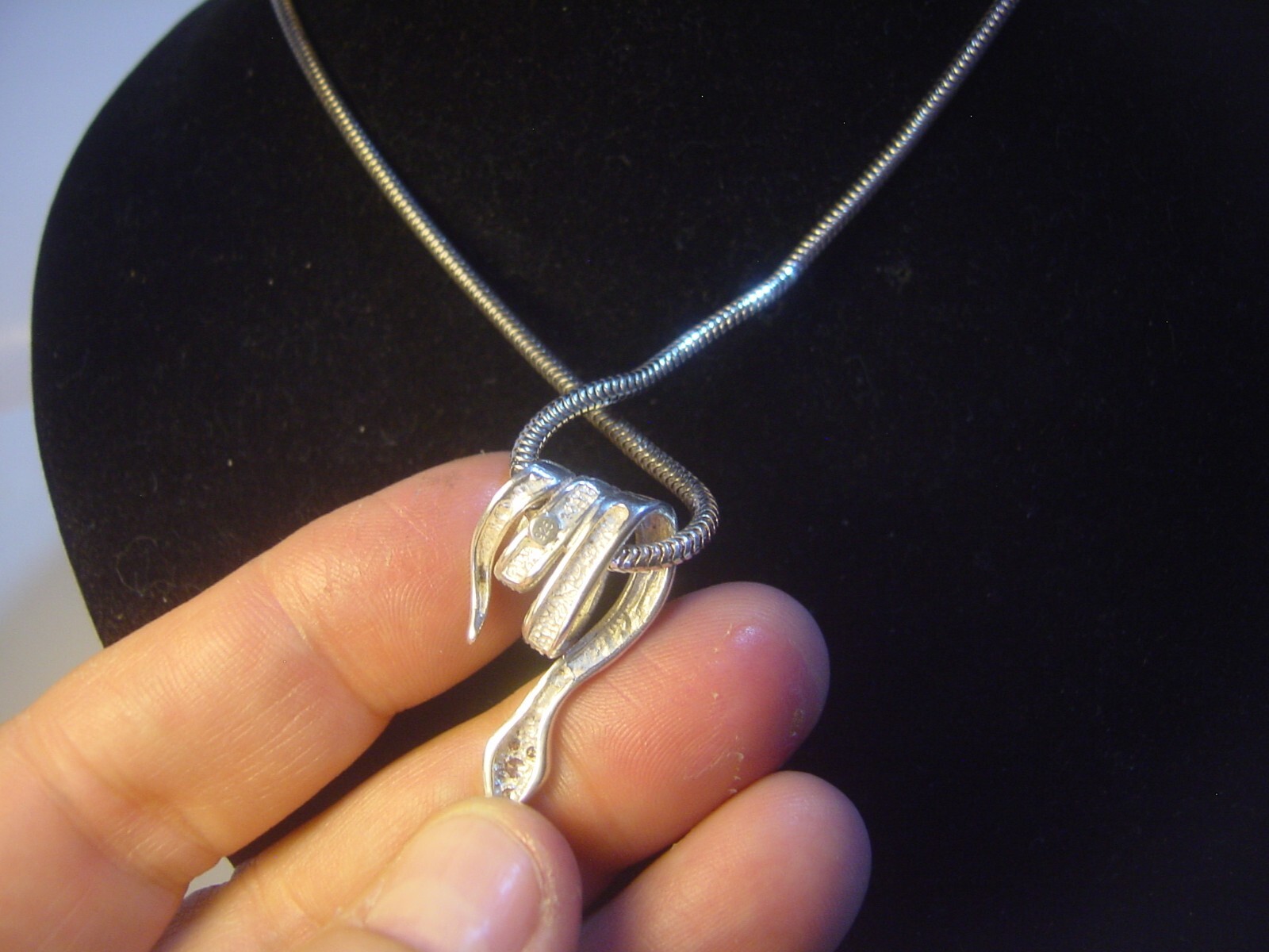 Solid Silver 16" Chunky Snake Chain &Superb Cubic… - image 5