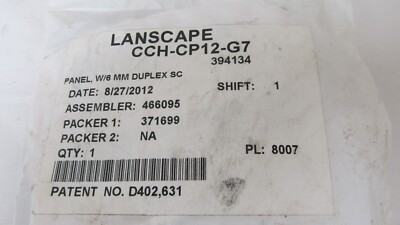 SEALED CORNING CCH-CP12-G7 LanSCAPE CCH FIBER OPTIC PANEL 6 SC DPLX OM2 MULTIMOD