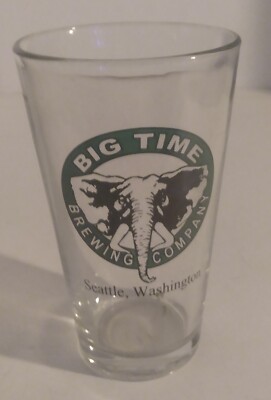 Big Time Brewing Company Seattle WA Beer Glass with Elephant Picture