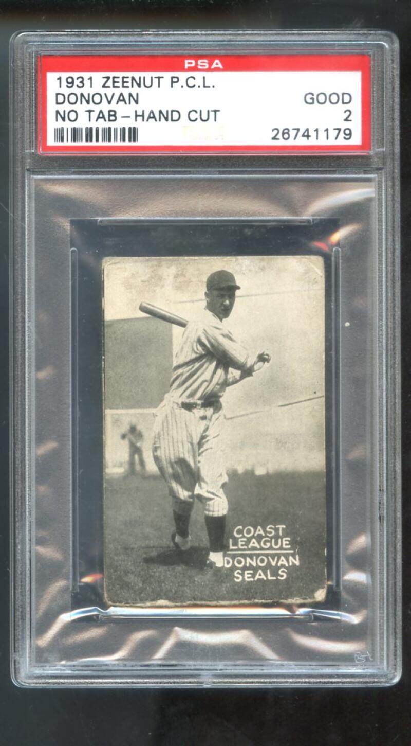 1931 Zeenut Jerry Donovan PSA 2 Graded Baseball Card Pacific Coast