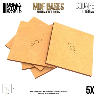 5x MDF Bases - Square 50mm - Wargame miniature Basing Monster WHFB TOW Old World