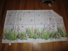 Easter Table Cloth 60x104 Rectangle White With Bunnies Polyester New