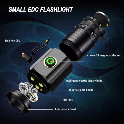 Mini Super Bright LED Flashlight Camping Hiking Lamp USB Charging Magnetic Torch - Picture 5 of 17